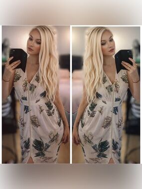 Wildfire Exquisite Zipup-maxi dress -front split-cinchwaist -sleeveless-NWOT SzM